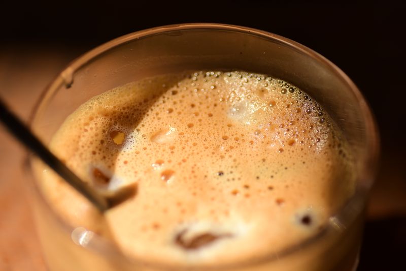 Cold brew iced coffee served over ice